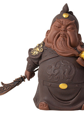 紫砂关羽茶宠摆件茶桌装饰品
