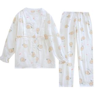 夏季月子服六月份纱布春夏产后薄款纯棉孕妇睡衣产妇喂奶衣家居服