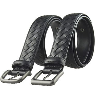 纯手工头层牛皮编织皮带男真皮腰带女针扣休闲百搭牛仔裤皮带bv10