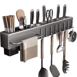 不锈钢厨房置物架多功能刀架免打孔刀具锅铲收纳架筷笼筷子筒壁挂