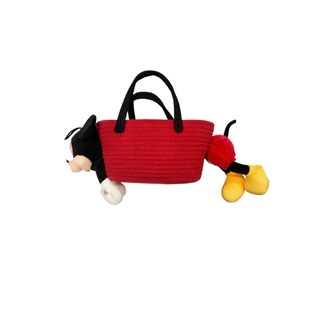 米奇菜篮子编织包日韩可爱手拎手提沙滩度假水桶托特包收纳饭盒包