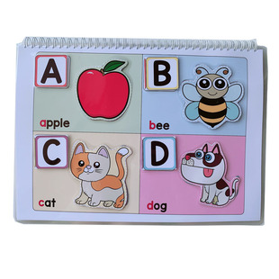 Alphabet Book26字母安静书成品塑封DIY英语启蒙粘贴益智教具宝宝