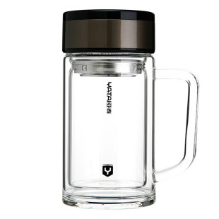 正品亚泰水晶贵族双层玻璃杯双层携带方便男茶隔过滤隔热保温水杯