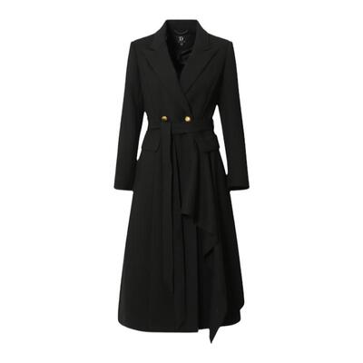 IDPAN不对称荷叶边羊毛长大衣