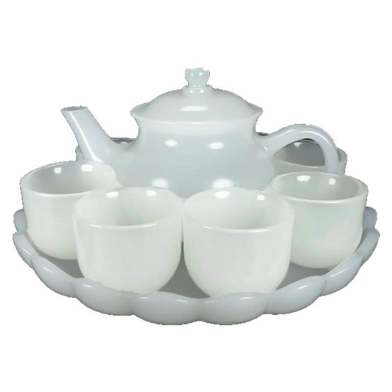 一壶8杯泡茶玉石茶盘碧绿色加厚