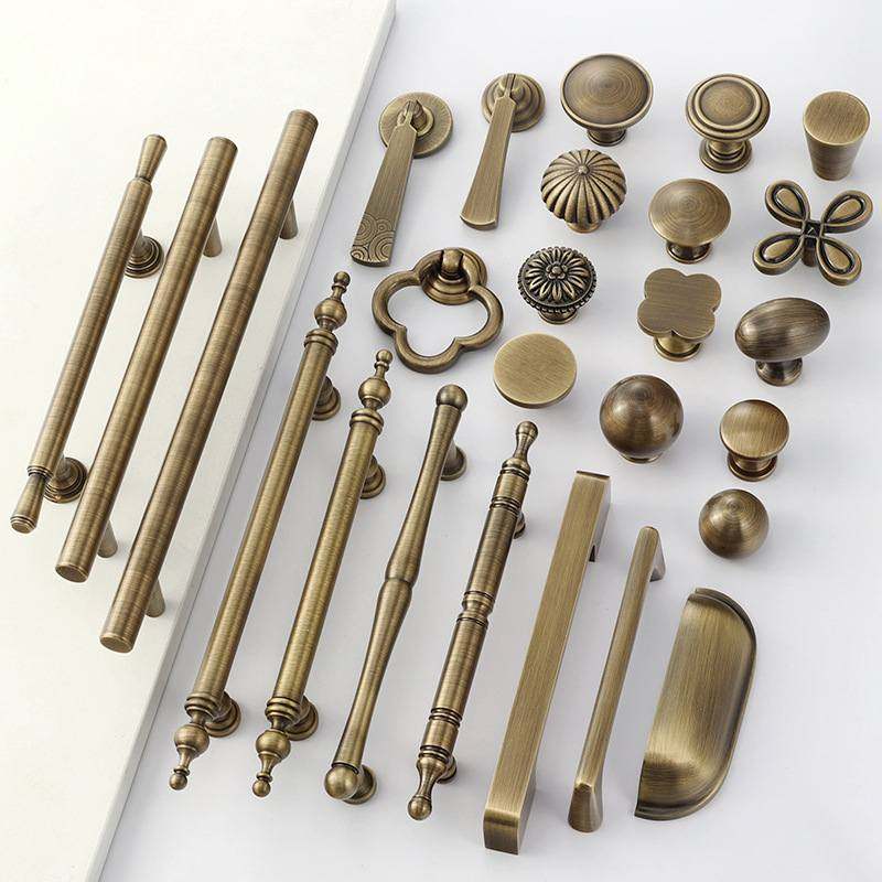 黄铜古铜色拉手美式复古柜门小橱柜拉手抽屉古风门把手实木衣柜中