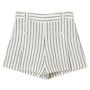 2025年夏装Outlets专柜 WM系列含亚麻短裤竖条纹高腰裤子休闲裤女