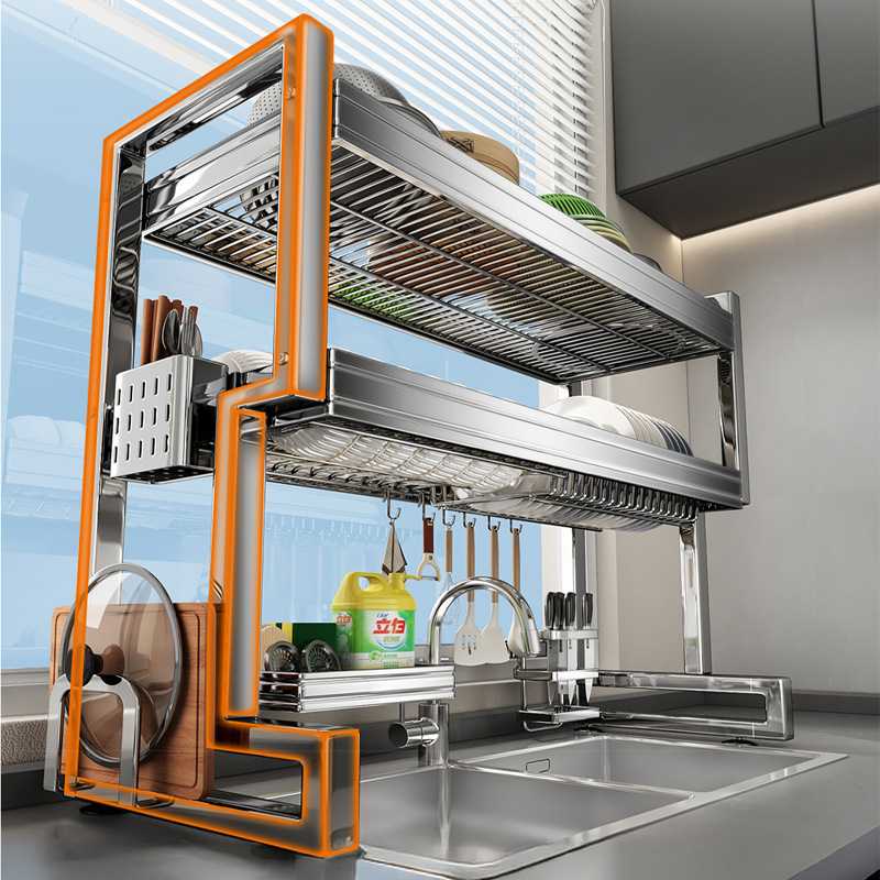 加厚不锈钢厨房水槽置物架碗碟碗盘沥水碗放架子多功能收纳水池