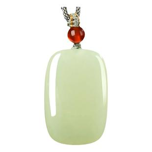 和田玉黄口料黄玉平安无事牌吊坠男玉石面包牌女羊脂墨玉项链玉坠