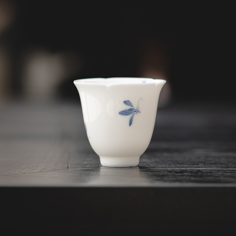 舍己宜物手绘秋水兰花茶杯陶瓷功夫茶具主人杯喝茶杯家用品茗杯
