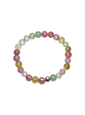 天然彩碧玺戒指水晶diy小清新