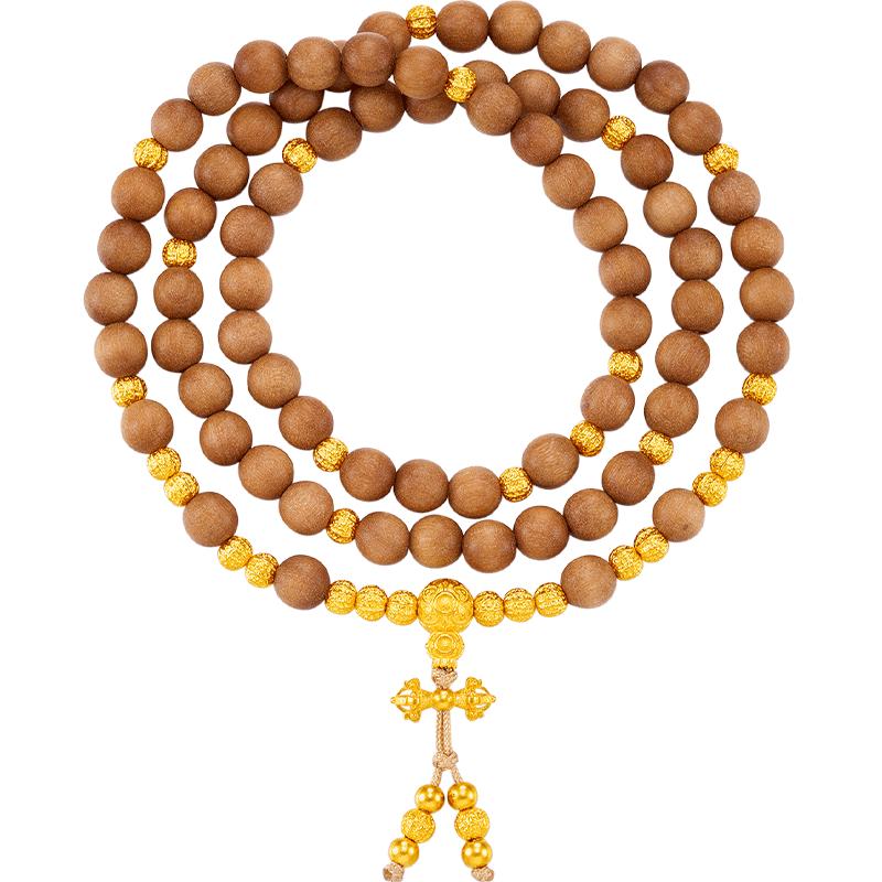 明牌珠宝古法黄金葫芦手串 多宝系列足金福禄金刚杵手链AFK0422