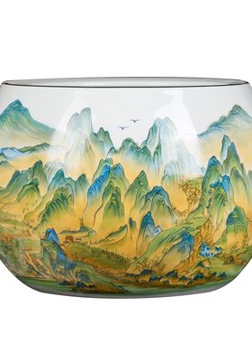大师作品千里江山聚宝盆送底座