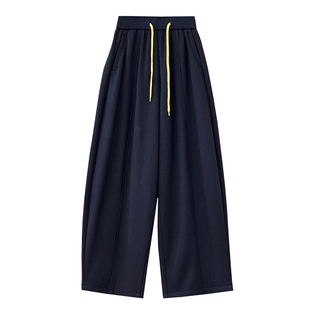 秋冬软糯羊绒裤女高级简约百搭松紧腰宽松阔腿拖地松弛感加绒裤子