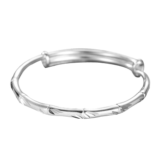 永兴银楼足银999银手镯女纯银古法推拉竹节镯子实心时尚纯银手环