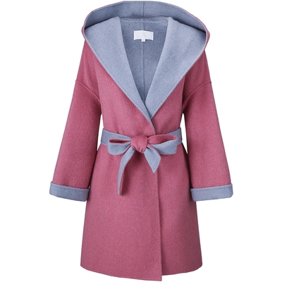 双面呢明星同款连帽宽松羊毛