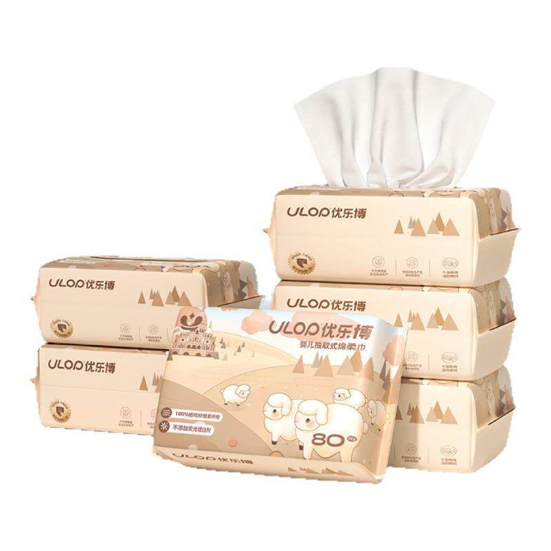 优乐博婴儿手口绵柔巾80抽*6包