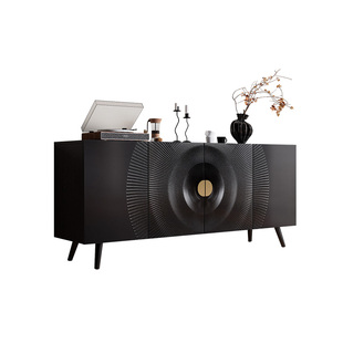 意式实木餐边柜落地轻奢装饰柜设计师高档别墅玄关柜齿轮形储物柜