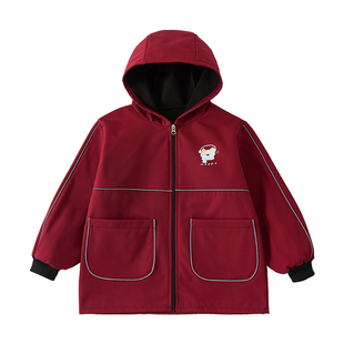 冬季儿童罩衣加绒防水羽绒服外套防脏吃饭幼儿园宝宝围裙加厚新款