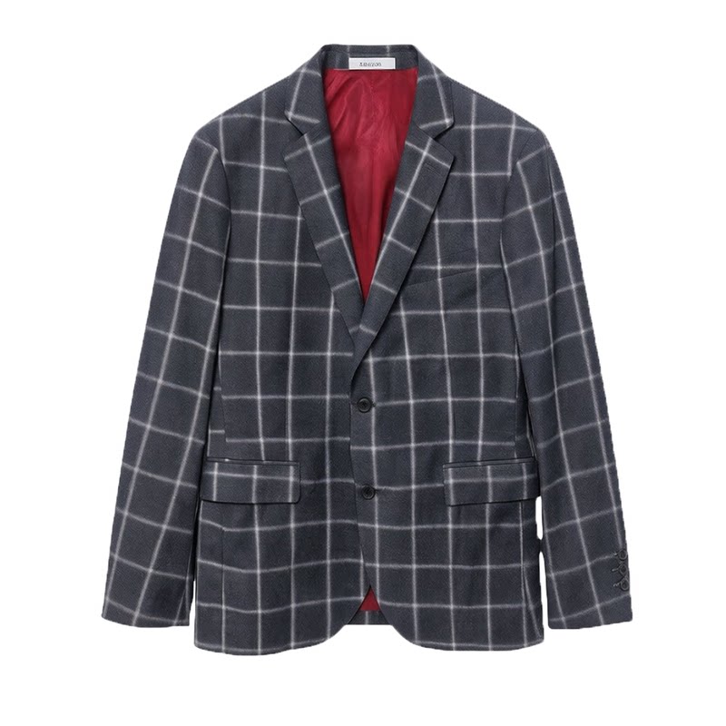 SK方格纹西服男商务绅士休闲修身