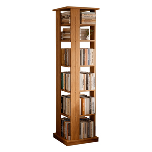 全实木旋转书架360度收纳绘本简约置物架家用落地网红儿童书柜子