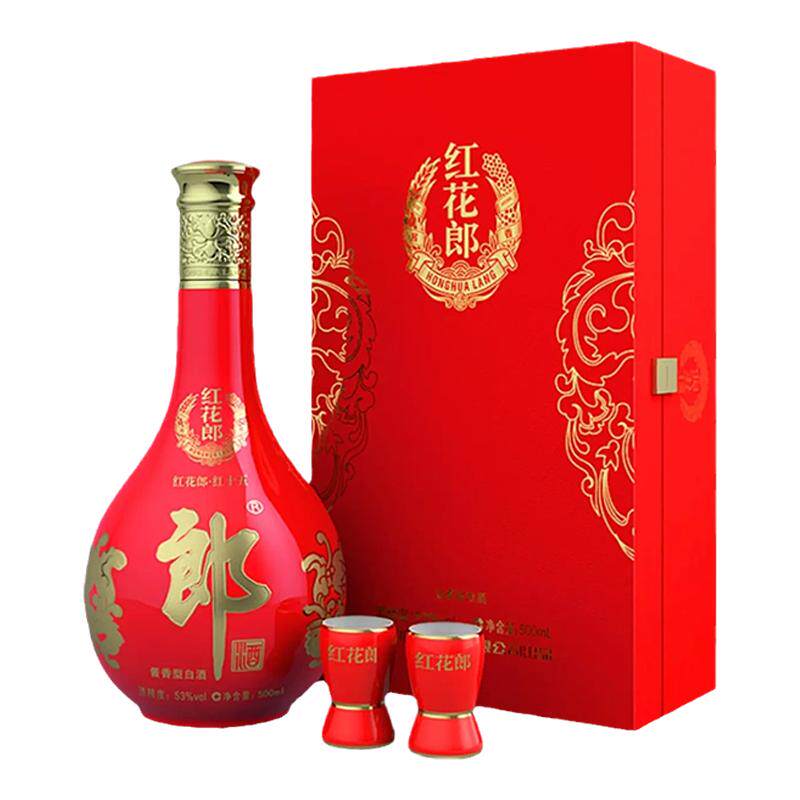郎酒53度红花郎15 酱香型白酒500ml单瓶礼盒装粮食酿造高档白酒