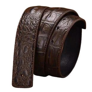 无头皮带男真皮鳄鱼纹平滑扣青年休闲不带头腰带牛皮没头裤带打孔