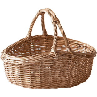 柳编编织收纳篮藤编收纳筐厨房客厅蔬菜水果手提鸡蛋篮子置物篮