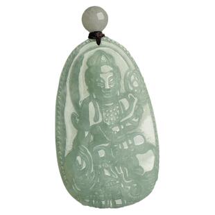 缅甸A货翡翠普贤菩萨吊坠生肖本命佛守护神虚空藏文殊玉观音项链