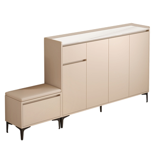 实木门口鞋柜室外过道电梯口2025新款奶油风收纳柜一体靠墙5N87