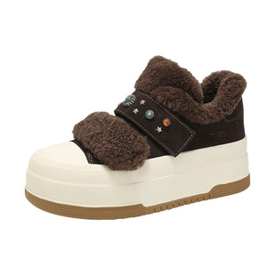 millies妙丽女鞋松糕底魔术贴棉鞋女加绒2025冬季新款百搭雪地靴