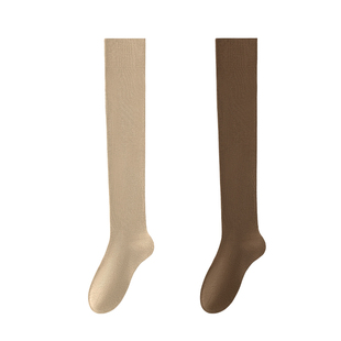 七色纺袜子女士长筒过膝袜秋冬款加厚小腿袜棉袜保暖护膝长袜套PB