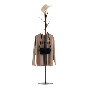 灰方黑胡桃实木衣帽架落地衣架卧室家用房间挂衣架简约立式衣服架