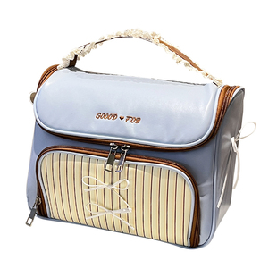 蝴蝶结化妆包大容量外出女便携分区旅行洗漱护肤品笔刷收纳袋手提