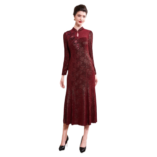 古贝莎女儿出嫁高端复古旗袍新娘结婚妈妈礼服宴会喜庆吃酒连衣裙