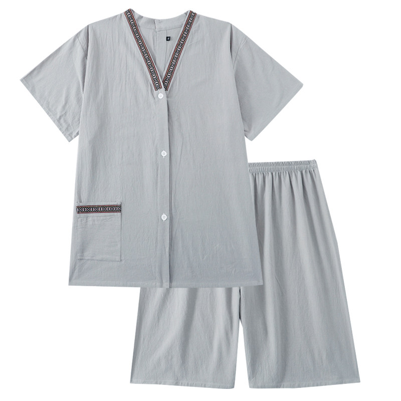艾灸服女款100%纯棉高档前后背开衫系扣男款全棉按摩理疗服汗蒸服