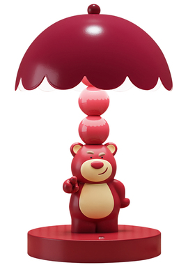 草莓小熊复古夜灯床头摆件