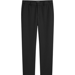 太平鸟男装休闲裤秋冬季商务弹力锥形黑色腰间刺绣男士保暖西裤