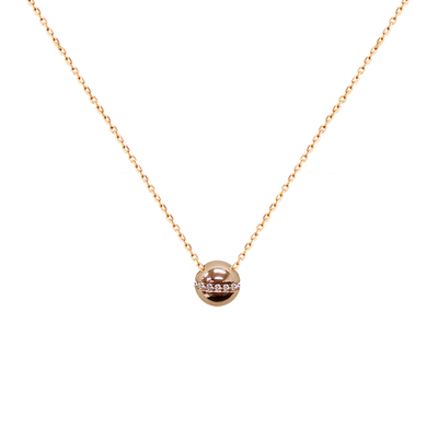 有求必应金色圆球项链纯银好寓意