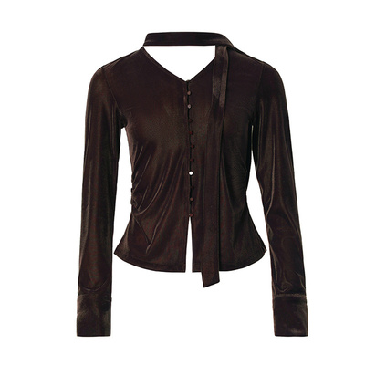 MOFAN摩凡春新款咖色小衫