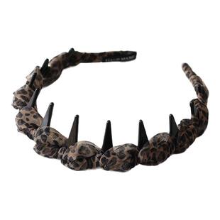 川野网纱静经典豹纹压发发箍带齿高颅顶头饰高级感发根蓬松神器女