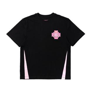 NPNG美式街头徽章图案复古短袖T恤男黑色徽章印花潮牌简约运动风