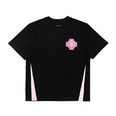 NPNG美式街头复古徽章T恤男黑色