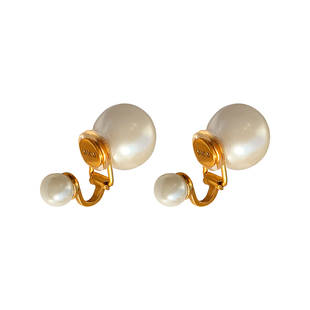 独特双面大珍珠耳环耳钉耳夹无耳洞女2026新款爆款高级感秋冬耳饰