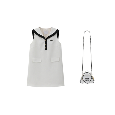 REVAN芮范设计师款学院风海军领连衣裙RL31101143