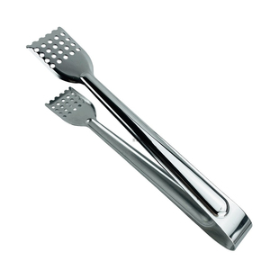 304不锈钢食品夹子牛排沙拉厨房商用加厚有孔方头长柄牛扒烧烤夹