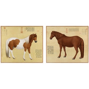 郎世宁十骏图骏马挂画仿古新中式客厅装饰画玄关走廊壁画马到功成