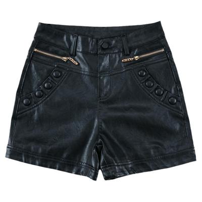 皮短裤女高腰春秋加绒短裤