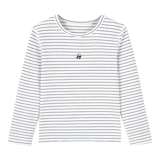 全棉时代儿童T恤男女童长袖T恤圆领T恤条纹可外穿可内搭秋冬新款