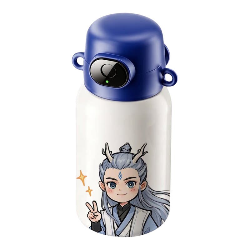 日本品质指纹解锁水杯可爱卡通高颜值防水大肚杯保温杯防恶作剧
